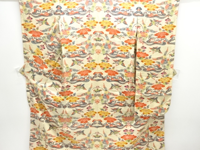 JAPANESE KIMONO / FURISODE / RYUKYU BINGATA / FLOWER & BIRD
